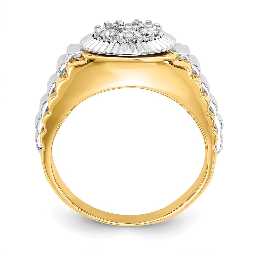 14k Two-Tone Gold IB Goodman 1/2 Carat I1 Diamond Cluster Men's Ring