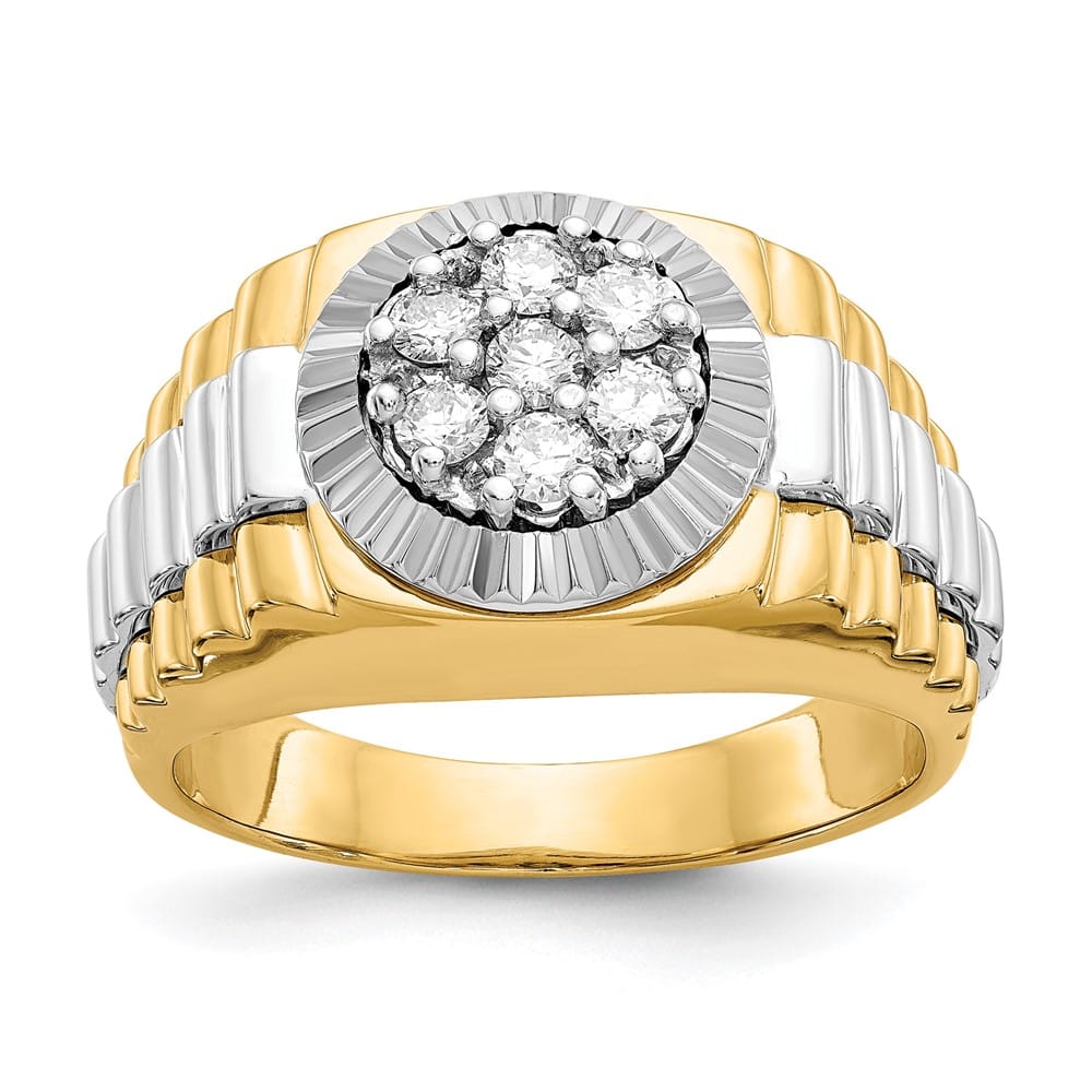 14k Two-Tone Gold IB Goodman 1/2 Carat I1 Diamond Cluster Men's Ring