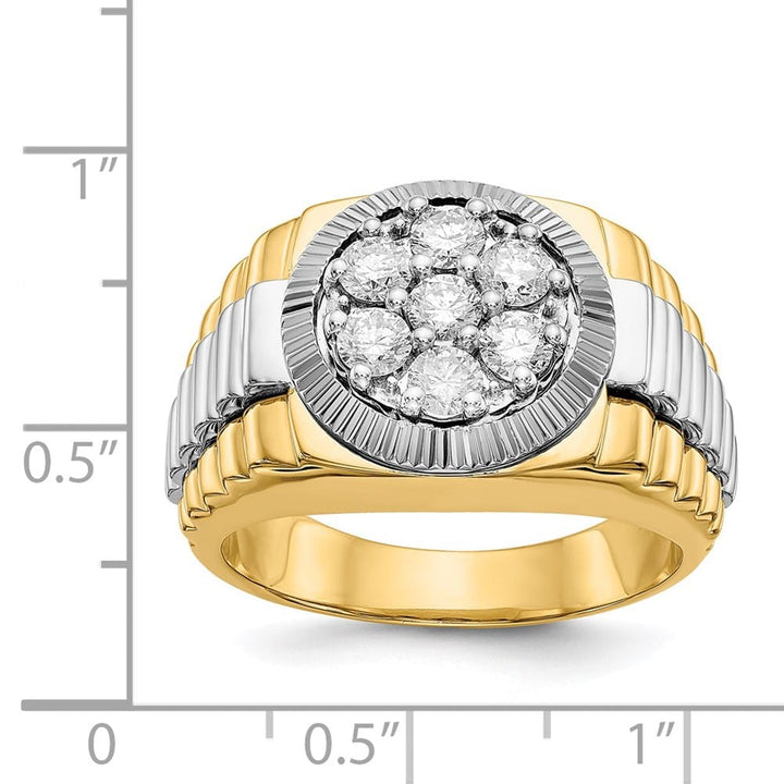 14k Two-Tone Gold IB Goodman 1 Carat I1 Diamond Cluster Men's Ring