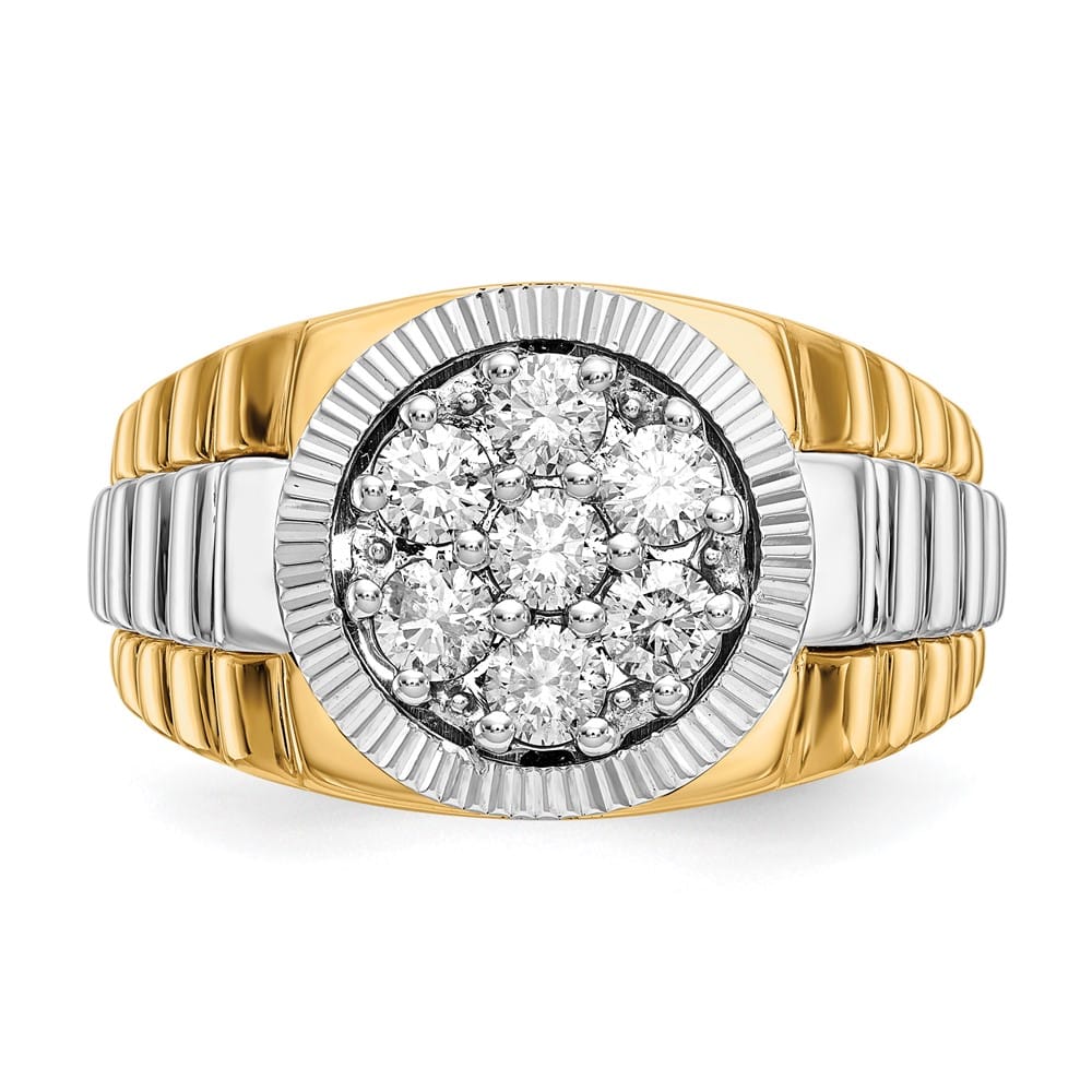 14k Two-Tone Gold IB Goodman 1 Carat I1 Diamond Cluster Men's Ring