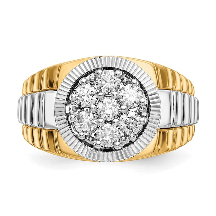14k Two-Tone Gold IB Goodman 1 Carat I1 Diamond Cluster Men's Ring