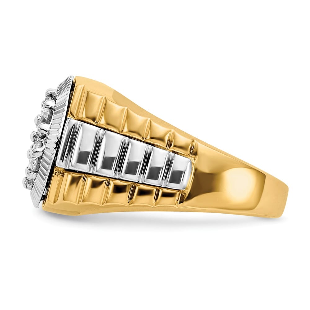 14k Two-Tone Gold IB Goodman 1 Carat I1 Diamond Cluster Men's Ring