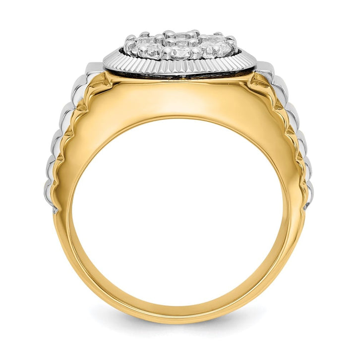 14k Two-Tone Gold IB Goodman 1 Carat I1 Diamond Cluster Men's Ring