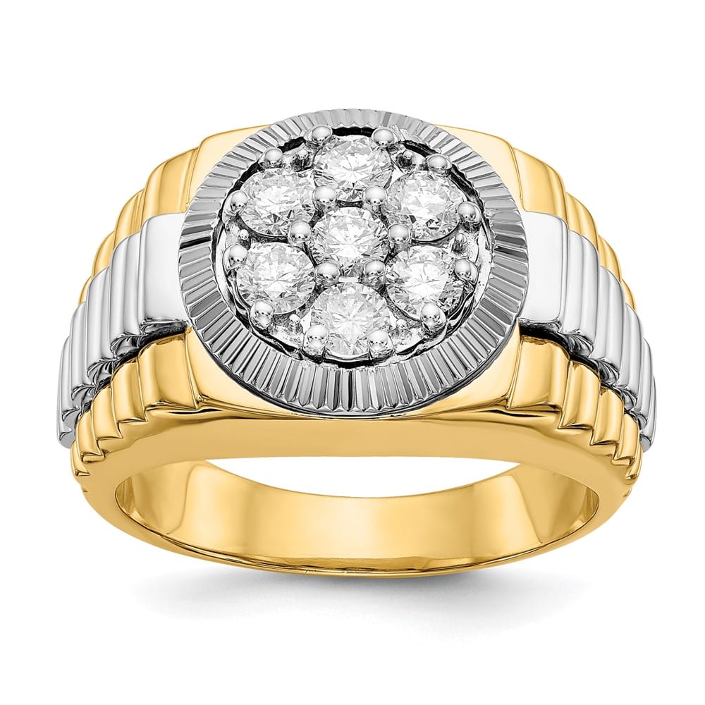 14k Two-Tone Gold IB Goodman 1 Carat I1 Diamond Cluster Men's Ring