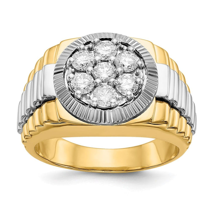 14k Two-Tone Gold IB Goodman 1 Carat I1 Diamond Cluster Men's Ring