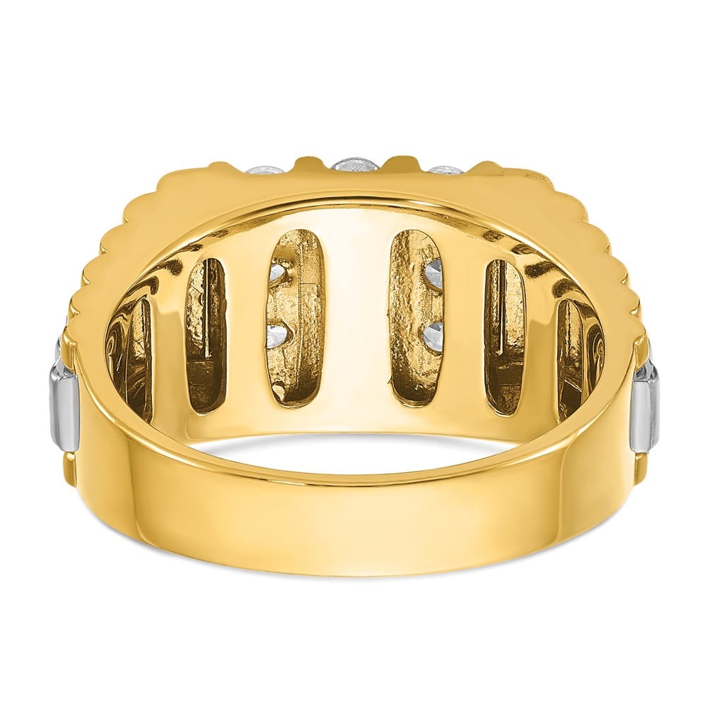 14k Two-Tone Gold IB Goodman 3-Row I1 Quality Diamond Men's Ring