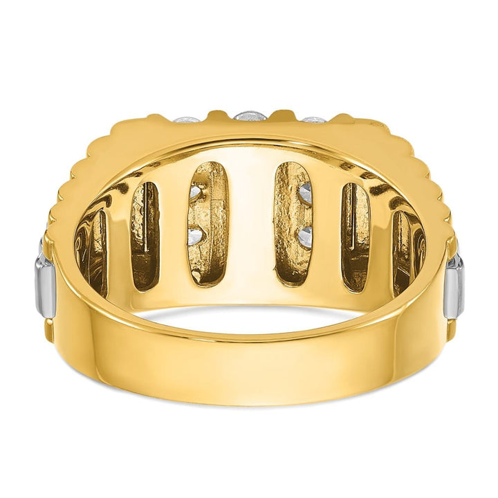 14k Two-Tone Gold IB Goodman 3-Row I1 Quality Diamond Men's Ring
