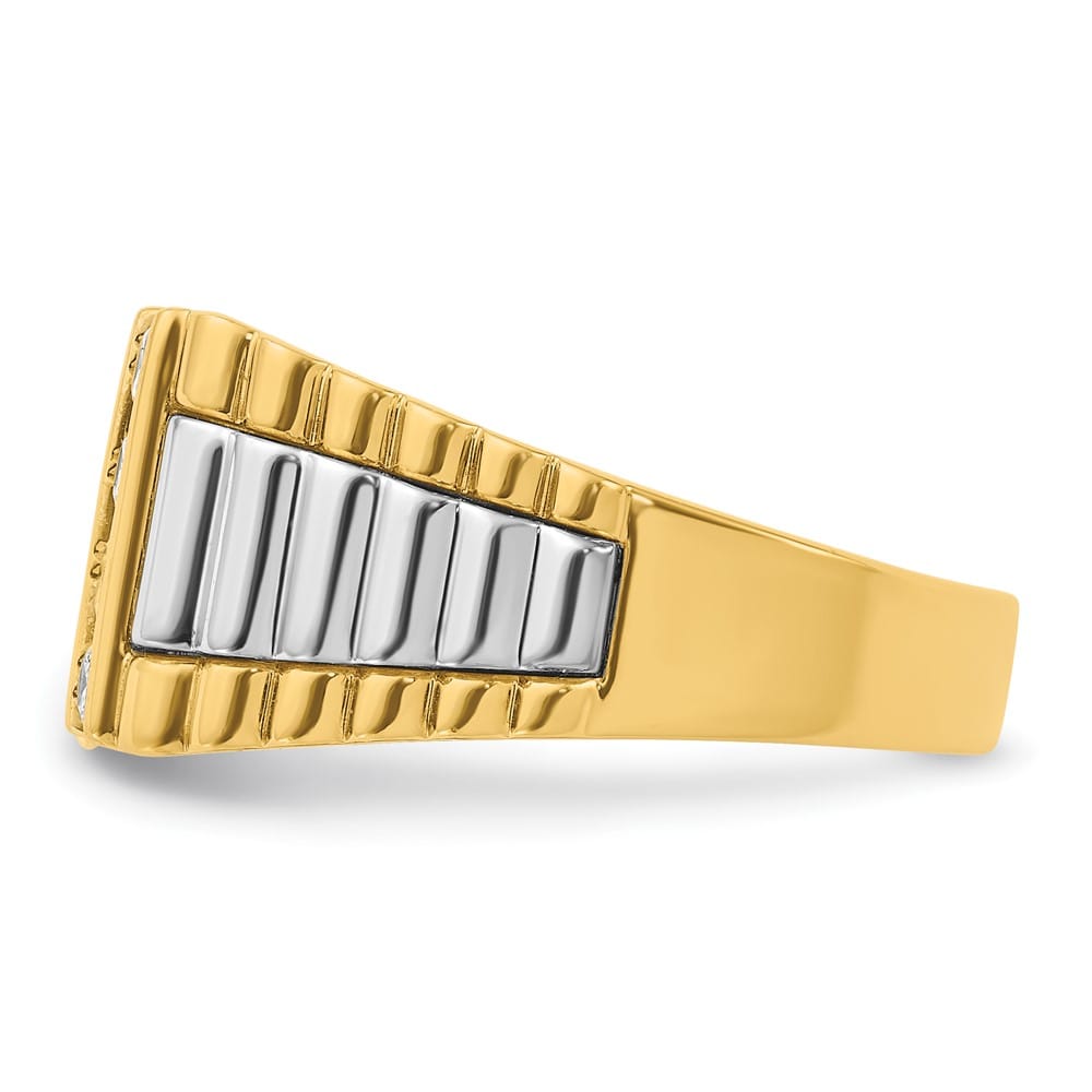 14k Two-Tone Gold IB Goodman 3-Row I1 Quality Diamond Men's Ring