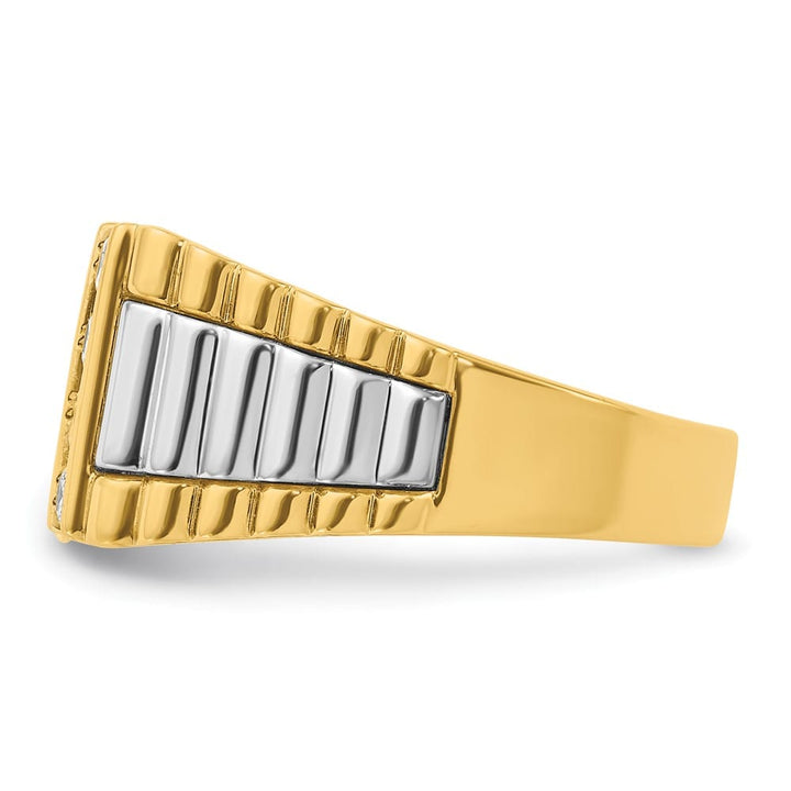 14k Two-Tone Gold IB Goodman 3-Row I1 Quality Diamond Men's Ring