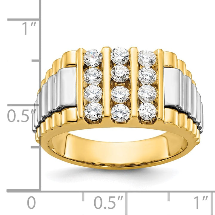 14k Two-Tone Gold IB Goodman 3-Row I1 Quality Diamond Men's Ring