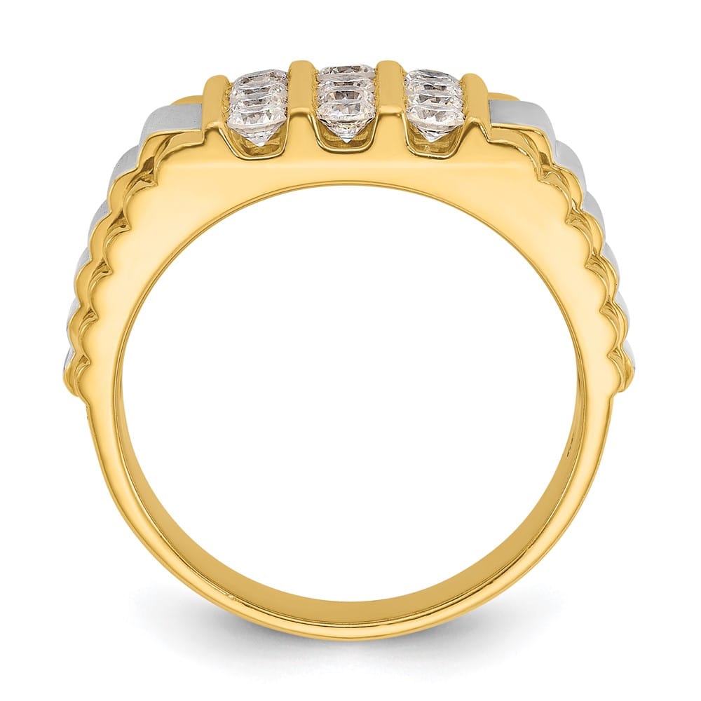 14k Two-Tone Gold IB Goodman 3-Row I1 Quality Diamond Men's Ring