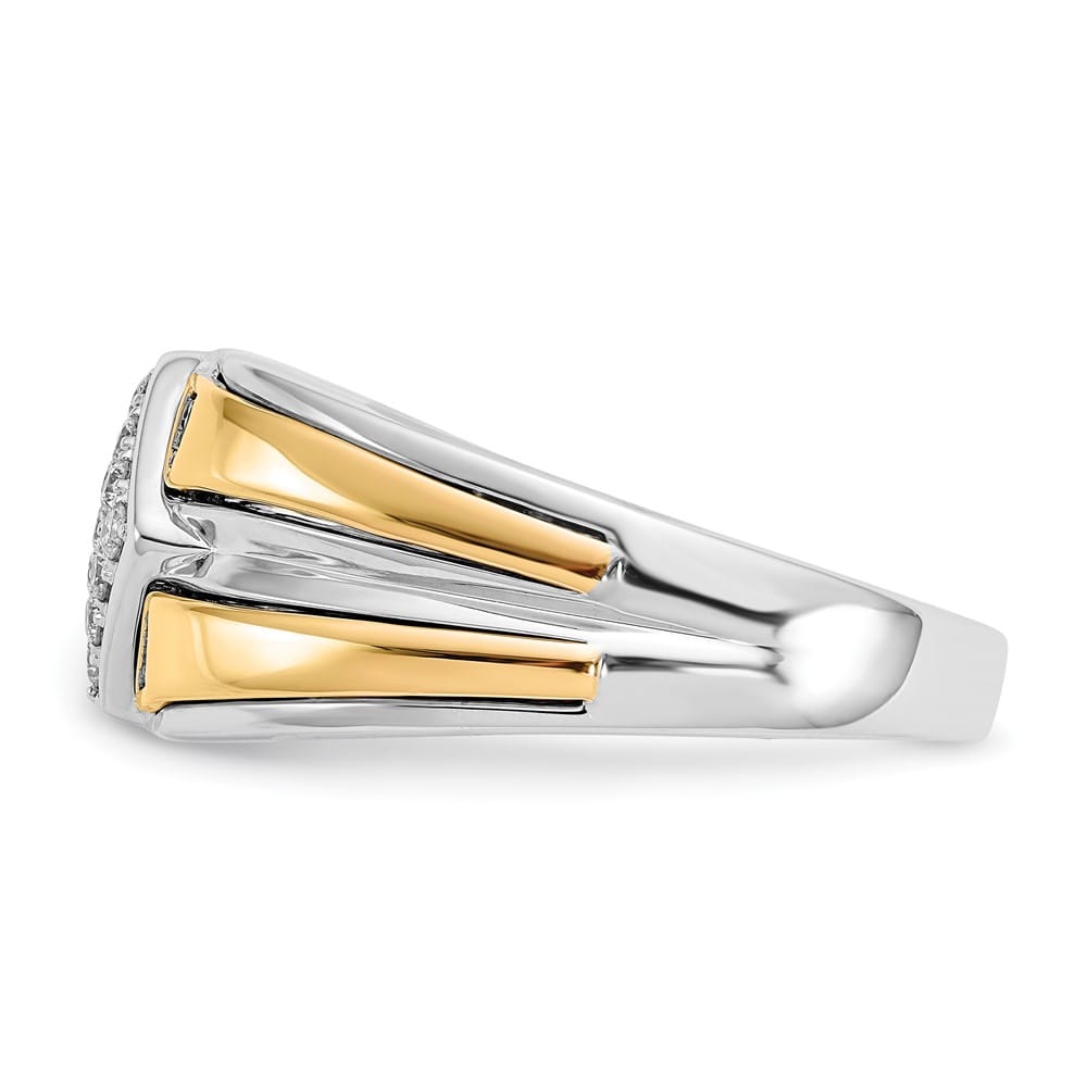 14k Two-Tone Gold IB Goodman Black and White Diamond Square Men's Ring