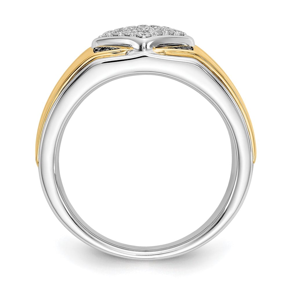 14k Two-Tone Gold IB Goodman Black and White Diamond Square Men's Ring