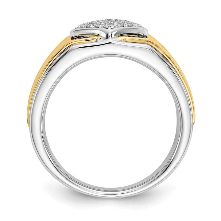 14k Two-Tone Gold IB Goodman Black and White Diamond Square Men's Ring