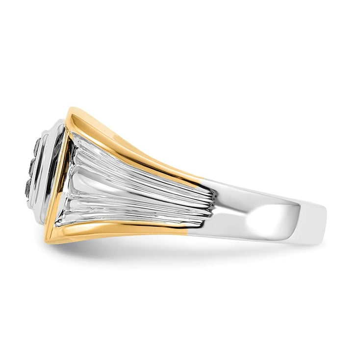 14k Two-Tone Gold IB Goodman Black Diamond Square Cluster Men's Ring