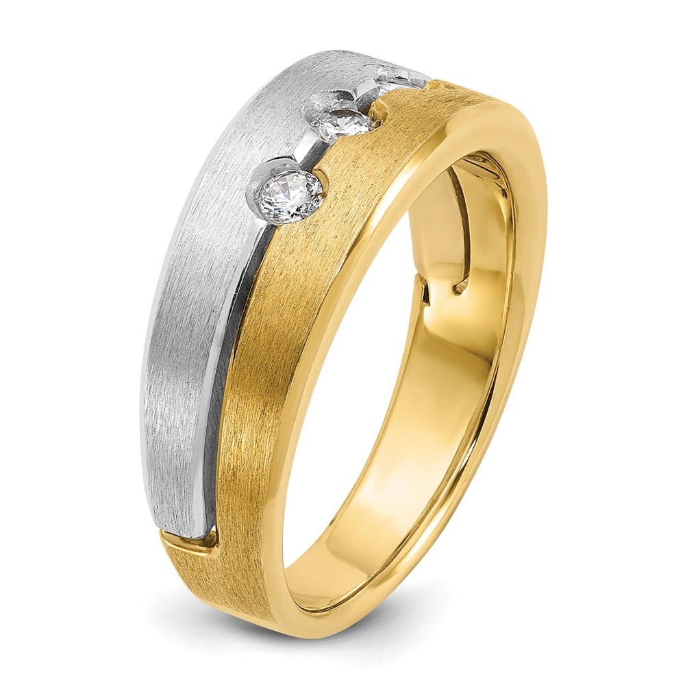 14k Two-Tone Gold IB Goodman Diamond 3-Stone Men's Ring