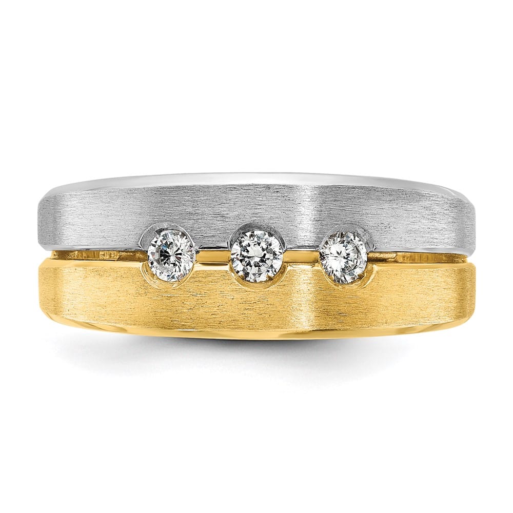 14k Two-Tone Gold IB Goodman Diamond 3-Stone Men's Ring