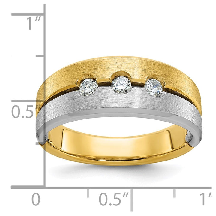 14k Two-Tone Gold IB Goodman Diamond 3-Stone Men's Ring