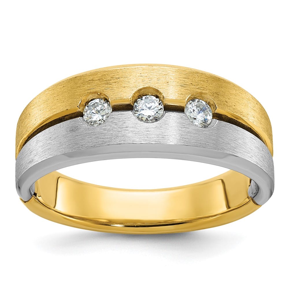 14k Two-Tone Gold IB Goodman Diamond 3-Stone Men's Ring