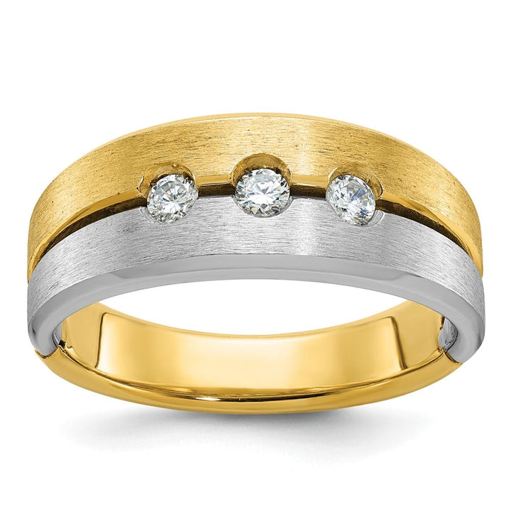 14k Two-Tone Gold IB Goodman Diamond 3-Stone Men's Ring