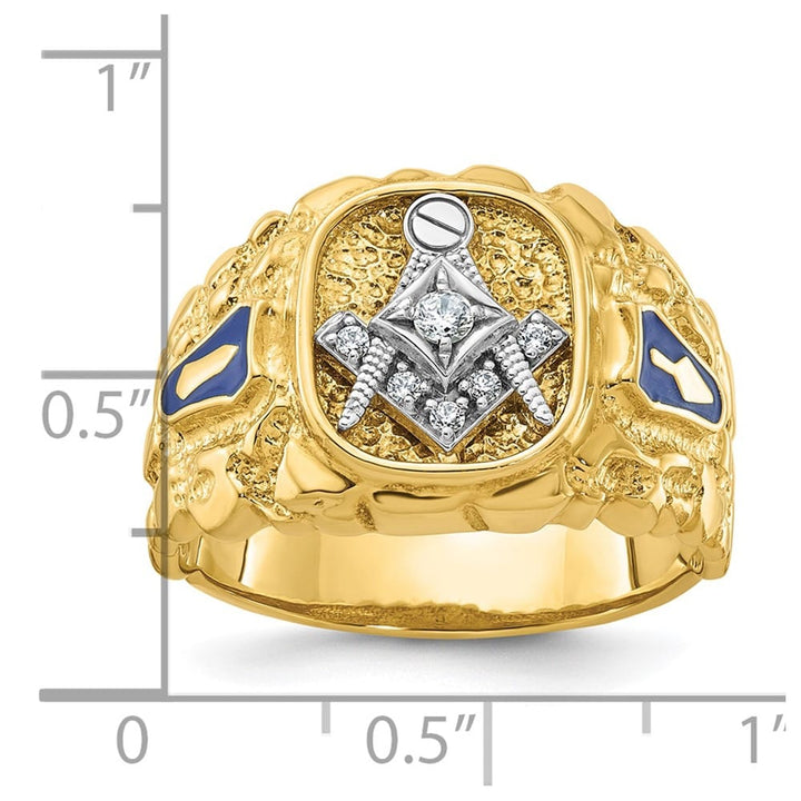 14k Two-Tone Gold IB Goodman Diamond Blue Lodge Master Men's Ring