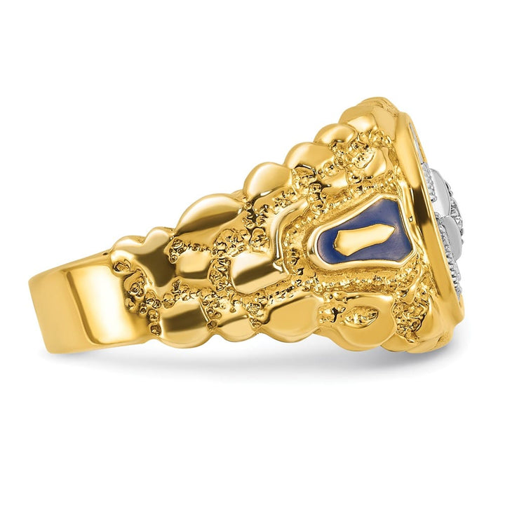 14k Two-Tone Gold IB Goodman Diamond Blue Lodge Master Men's Ring