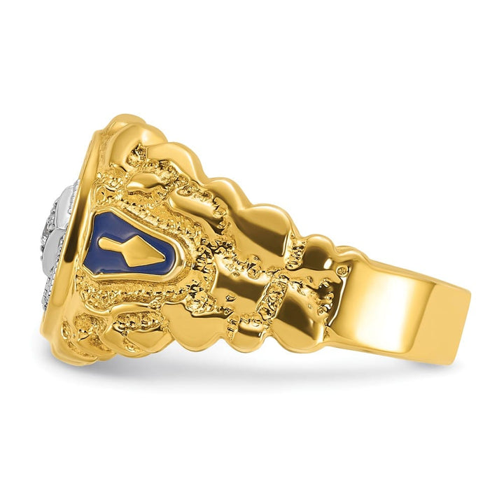 14k Two-Tone Gold IB Goodman Diamond Blue Lodge Master Men's Ring