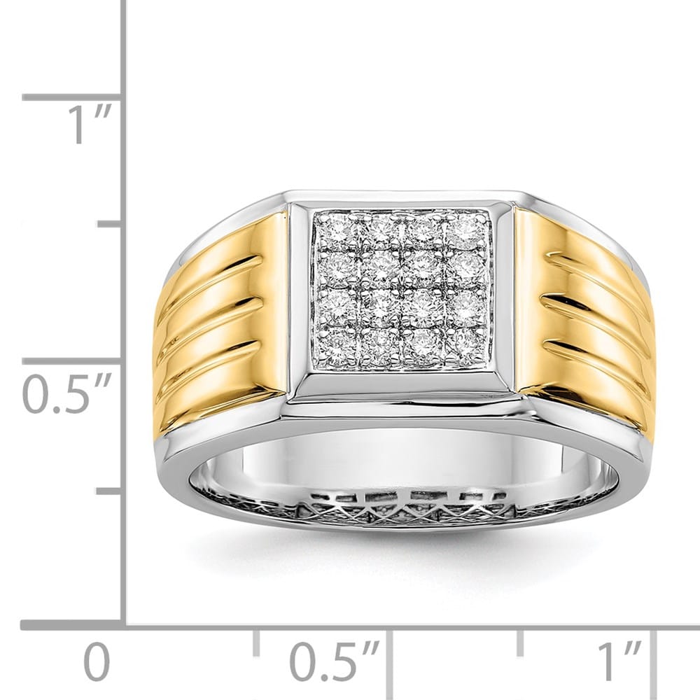 14k Two-Tone Gold IB Goodman Diamond Square Cluster Men's Ring