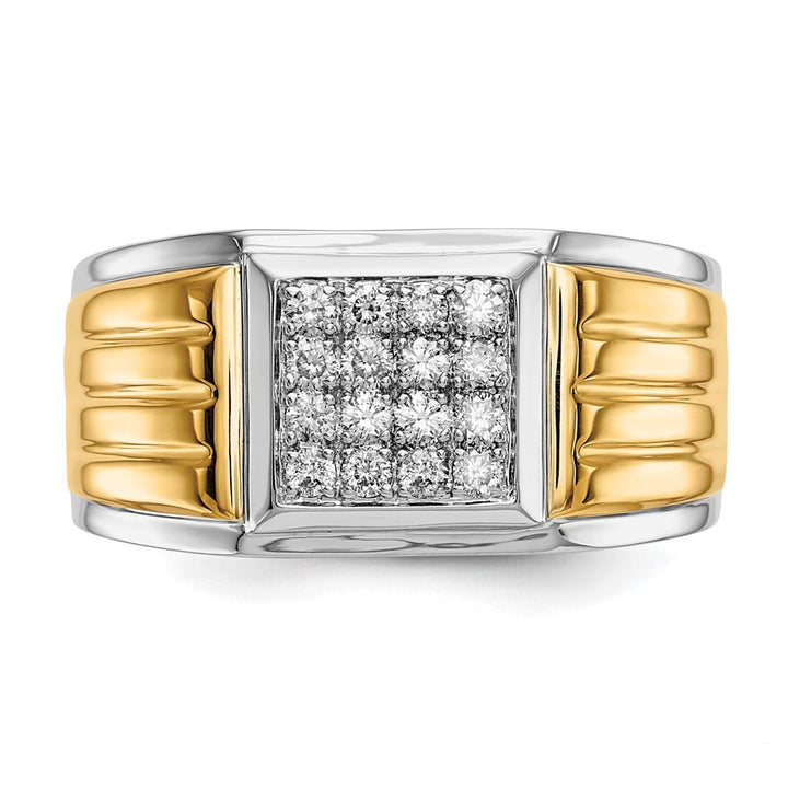 14k Two-Tone Gold IB Goodman Diamond Square Cluster Men's Ring