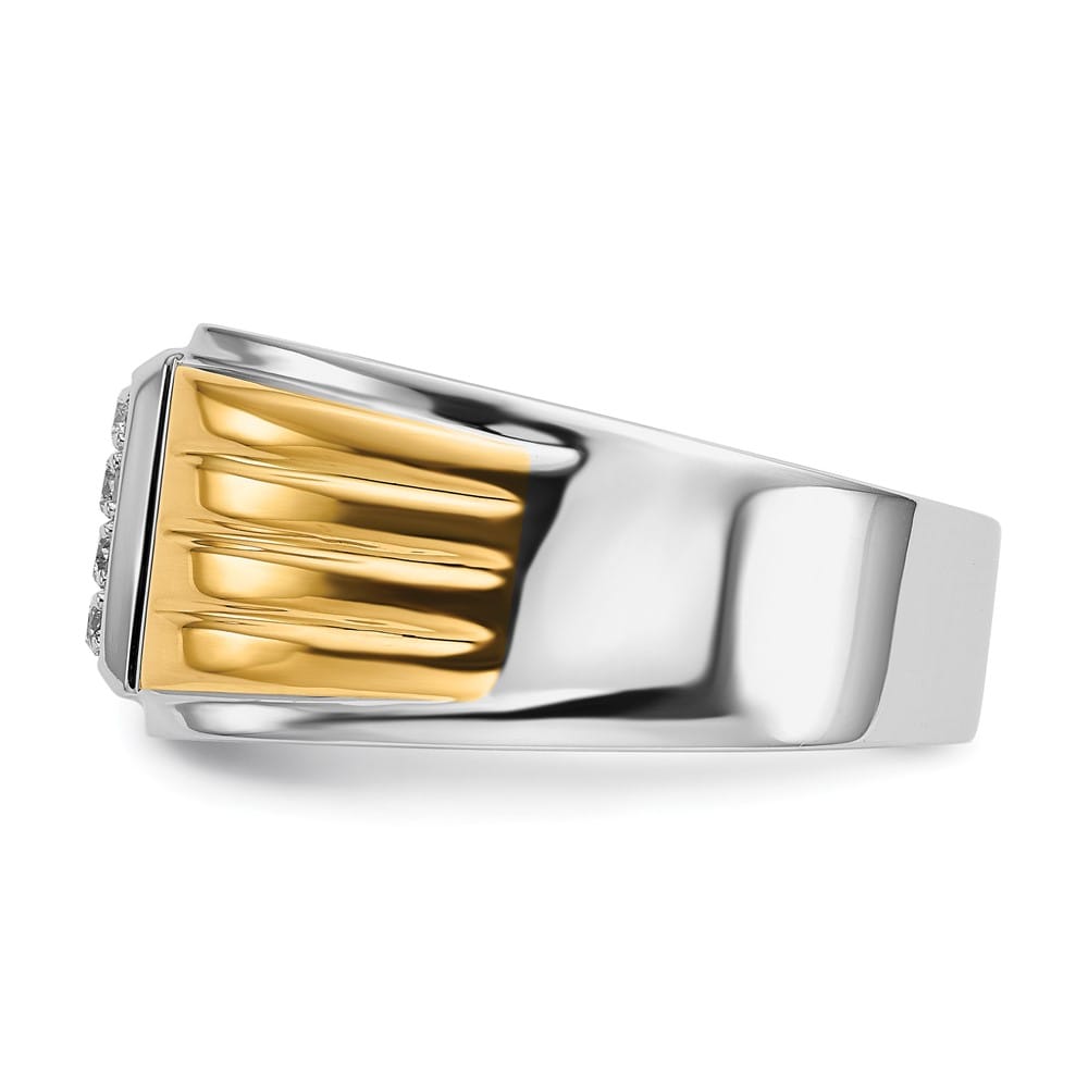 14k Two-Tone Gold IB Goodman Diamond Square Cluster Men's Ring