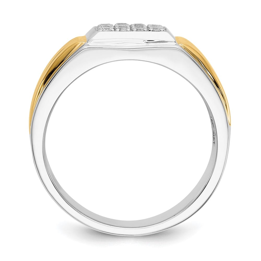14k Two-Tone Gold IB Goodman Diamond Square Cluster Men's Ring