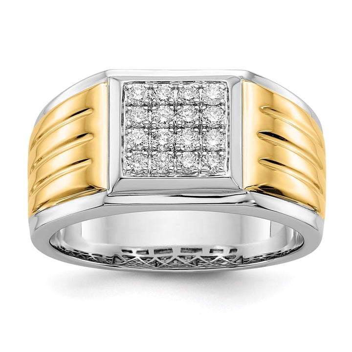 14k Two-Tone Gold IB Goodman Diamond Square Cluster Men's Ring