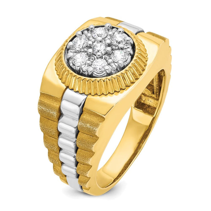 14k Two-Tone Gold IB Goodman I1 Quality Diamond Cluster Men's Ring