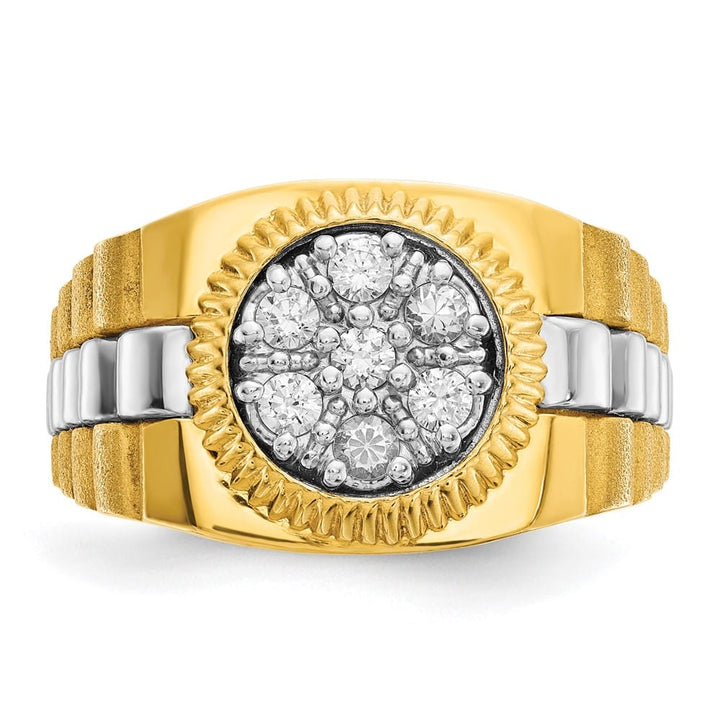 14k Two-Tone Gold IB Goodman I1 Quality Diamond Cluster Men's Ring