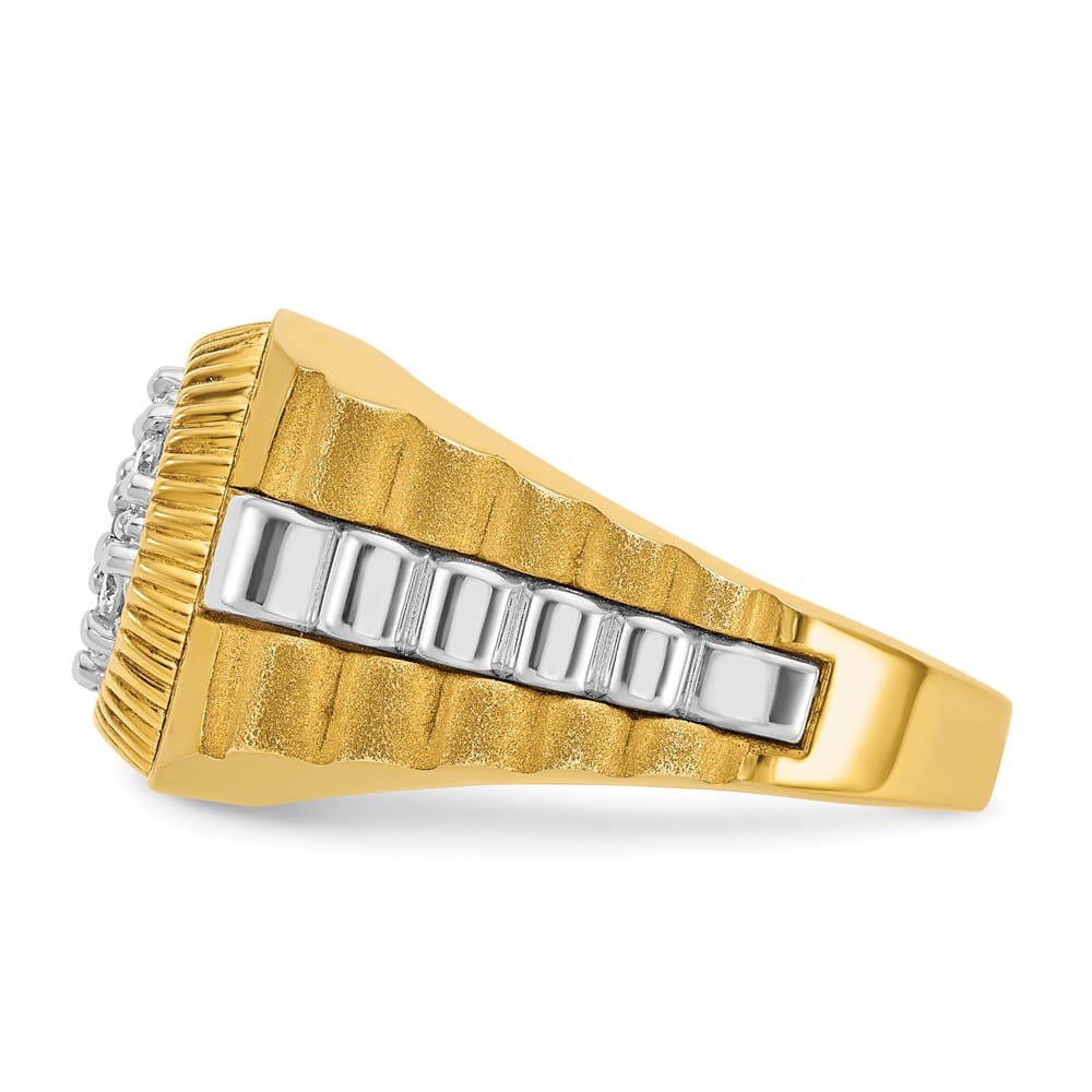 14k Two-Tone Gold IB Goodman I1 Quality Diamond Cluster Men's Ring