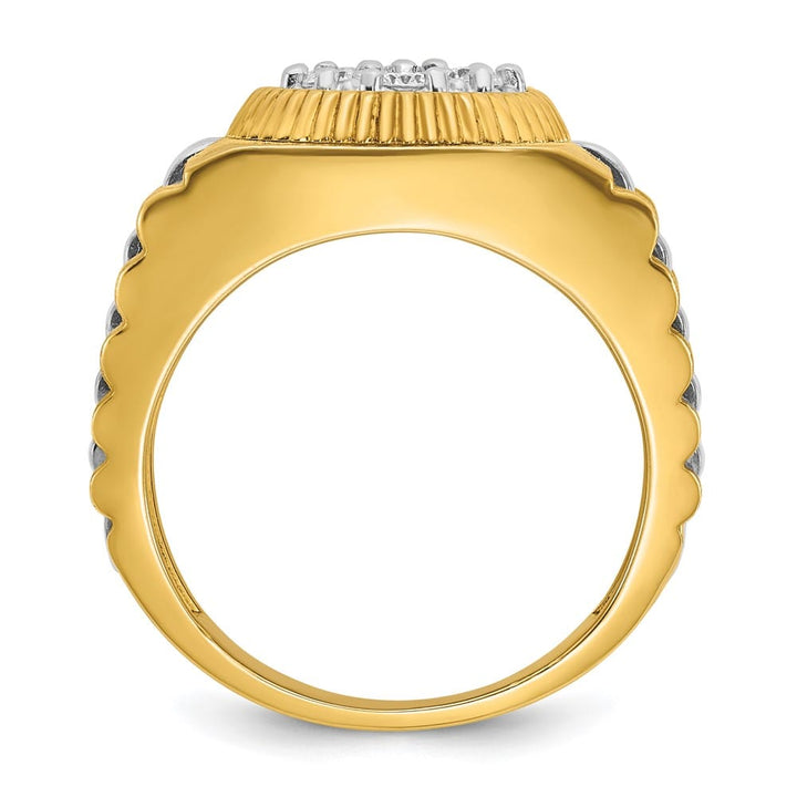 14k Two-Tone Gold IB Goodman I1 Quality Diamond Cluster Men's Ring