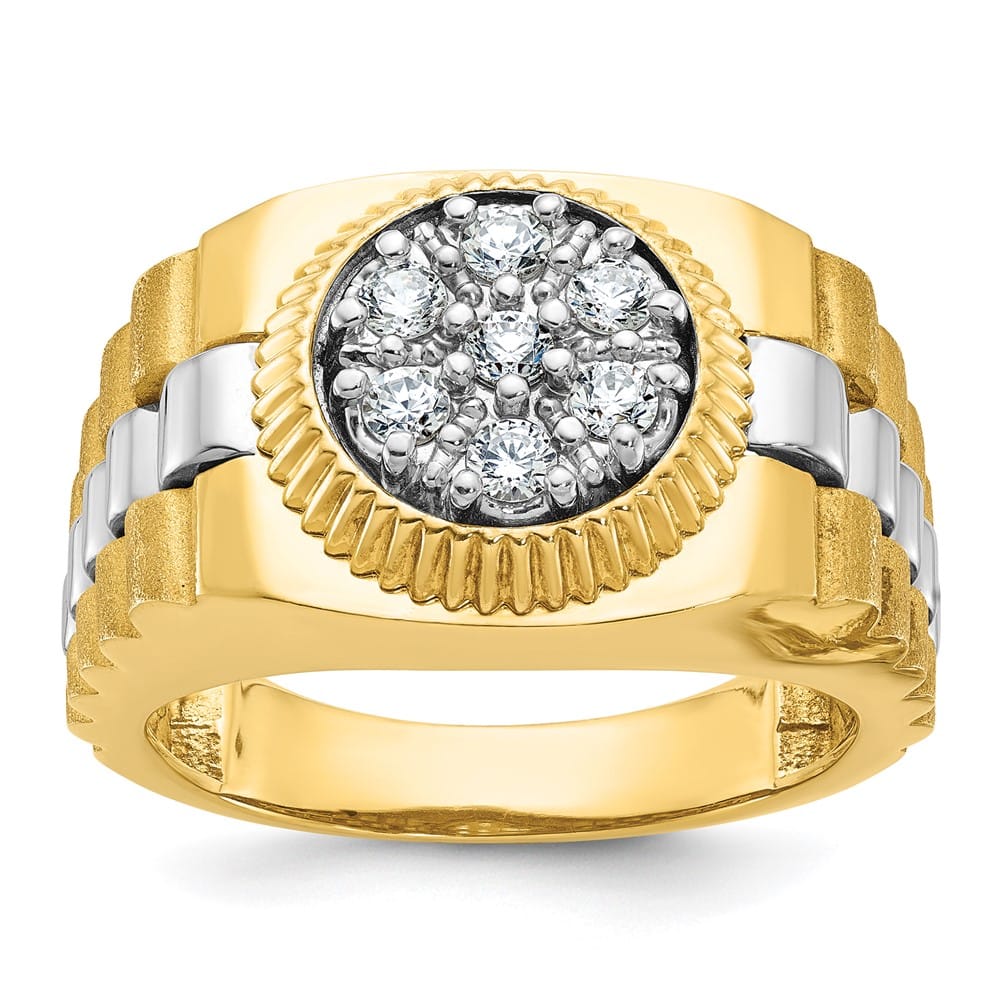 14k Two-Tone Gold IB Goodman I1 Quality Diamond Cluster Men's Ring