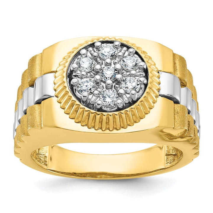 14k Two-Tone Gold IB Goodman I1 Quality Diamond Cluster Men's Ring