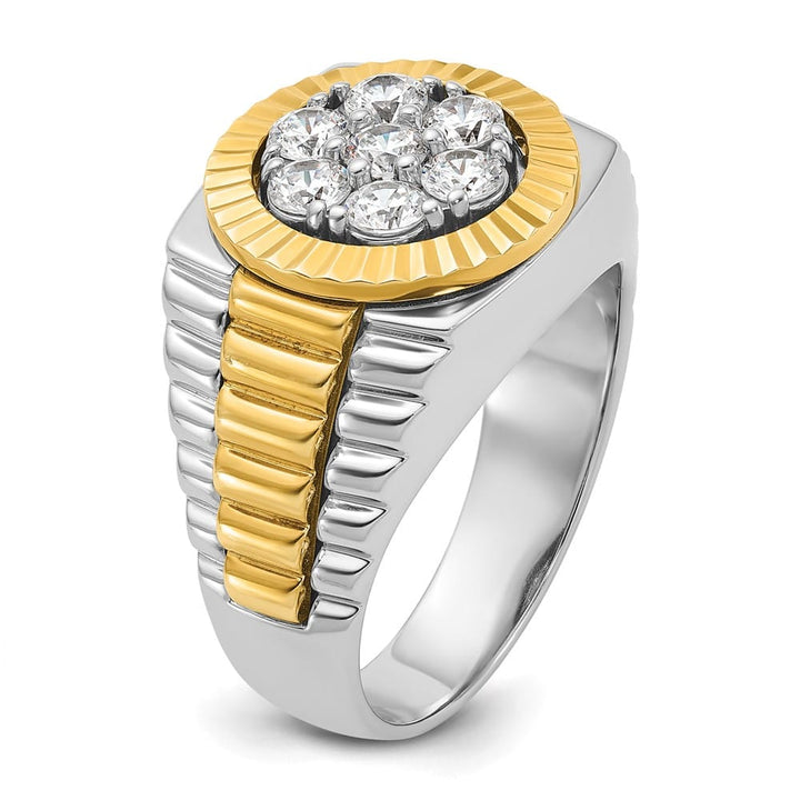 14k Two-Tone Gold IB Goodman I1 Quality Diamond Round Men's Ring