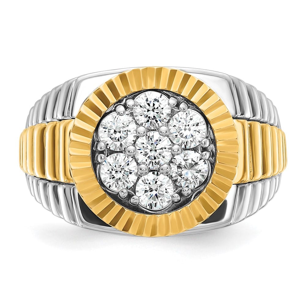 14k Two-Tone Gold IB Goodman I1 Quality Diamond Round Men's Ring