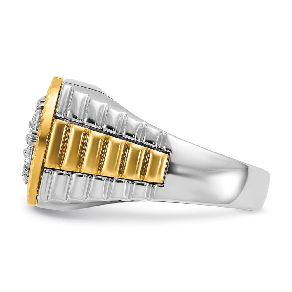 14k Two-Tone Gold IB Goodman I1 Quality Diamond Round Men's Ring