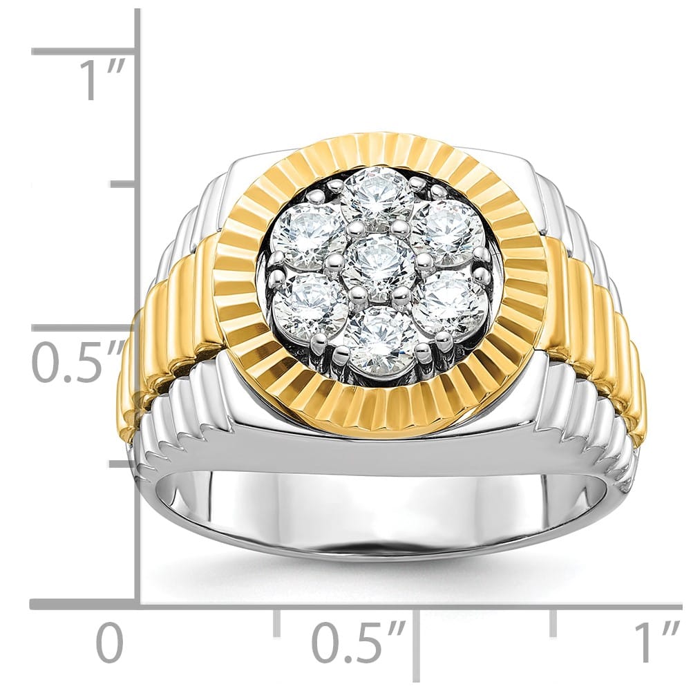 14k Two-Tone Gold IB Goodman I1 Quality Diamond Round Men's Ring