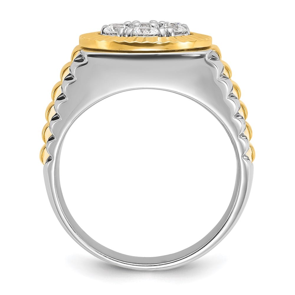 14k Two-Tone Gold IB Goodman I1 Quality Diamond Round Men's Ring