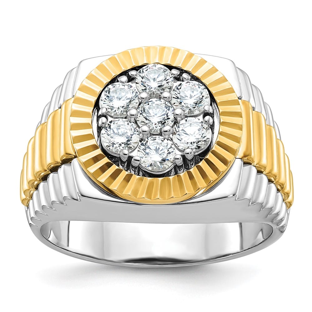 14k Two-Tone Gold IB Goodman I1 Quality Diamond Round Men's Ring