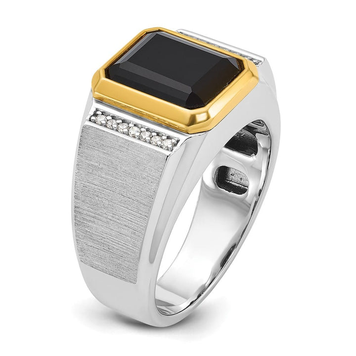 14k Two-Tone Gold IB Goodman Octagon Onyx Diamond Men's Ring