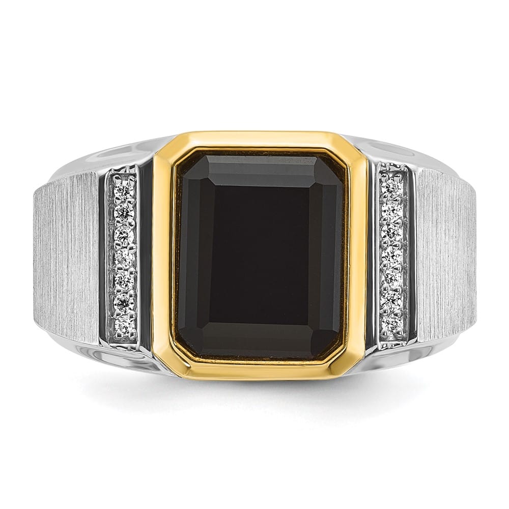 14k Two-Tone Gold IB Goodman Octagon Onyx Diamond Men's Ring