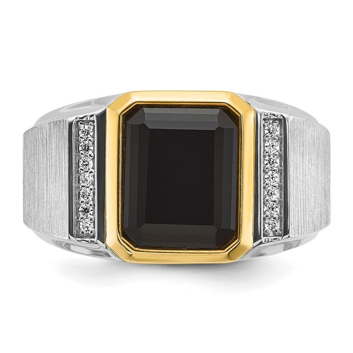 14k Two-Tone Gold IB Goodman Octagon Onyx Diamond Men's Ring