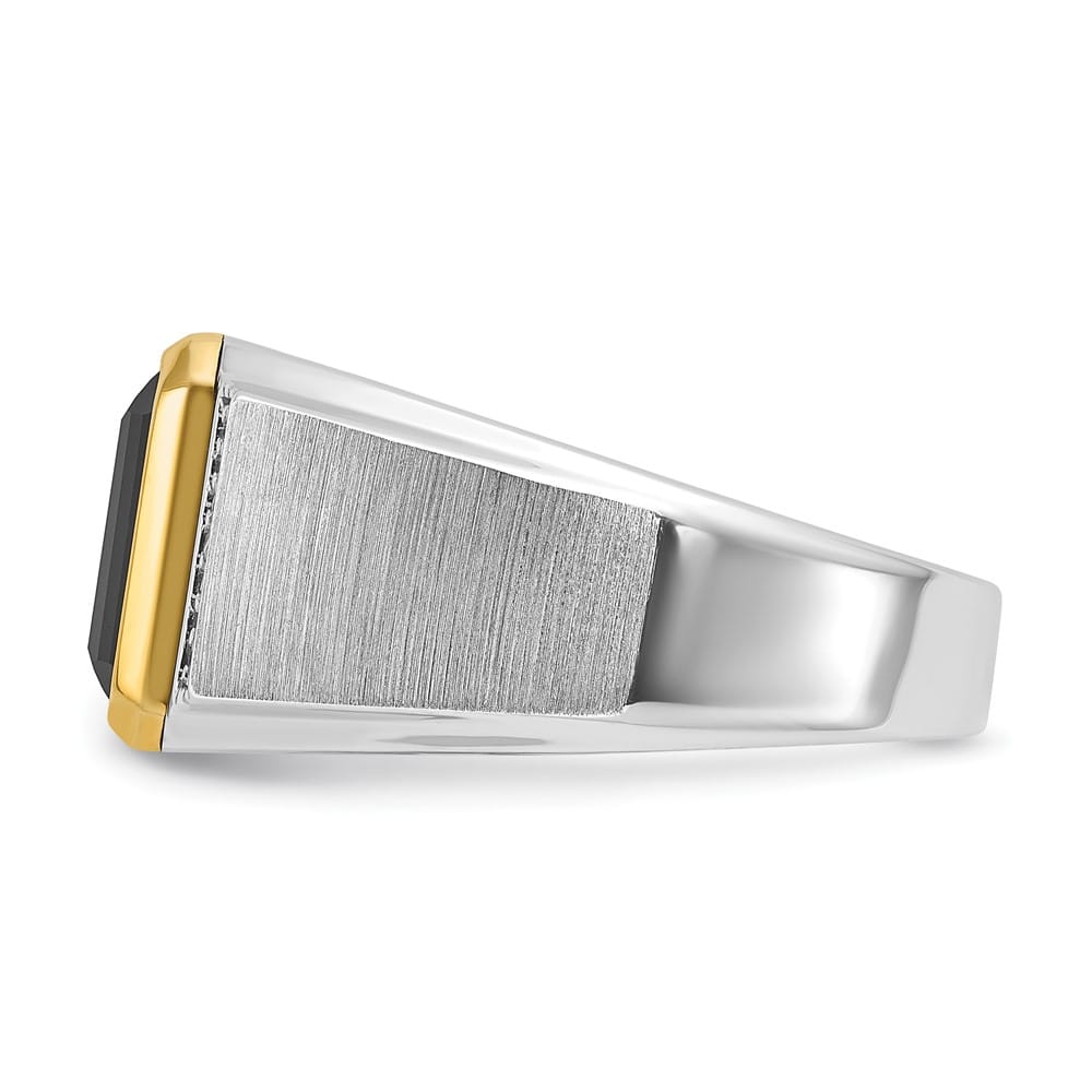 14k Two-Tone Gold IB Goodman Octagon Onyx Diamond Men's Ring