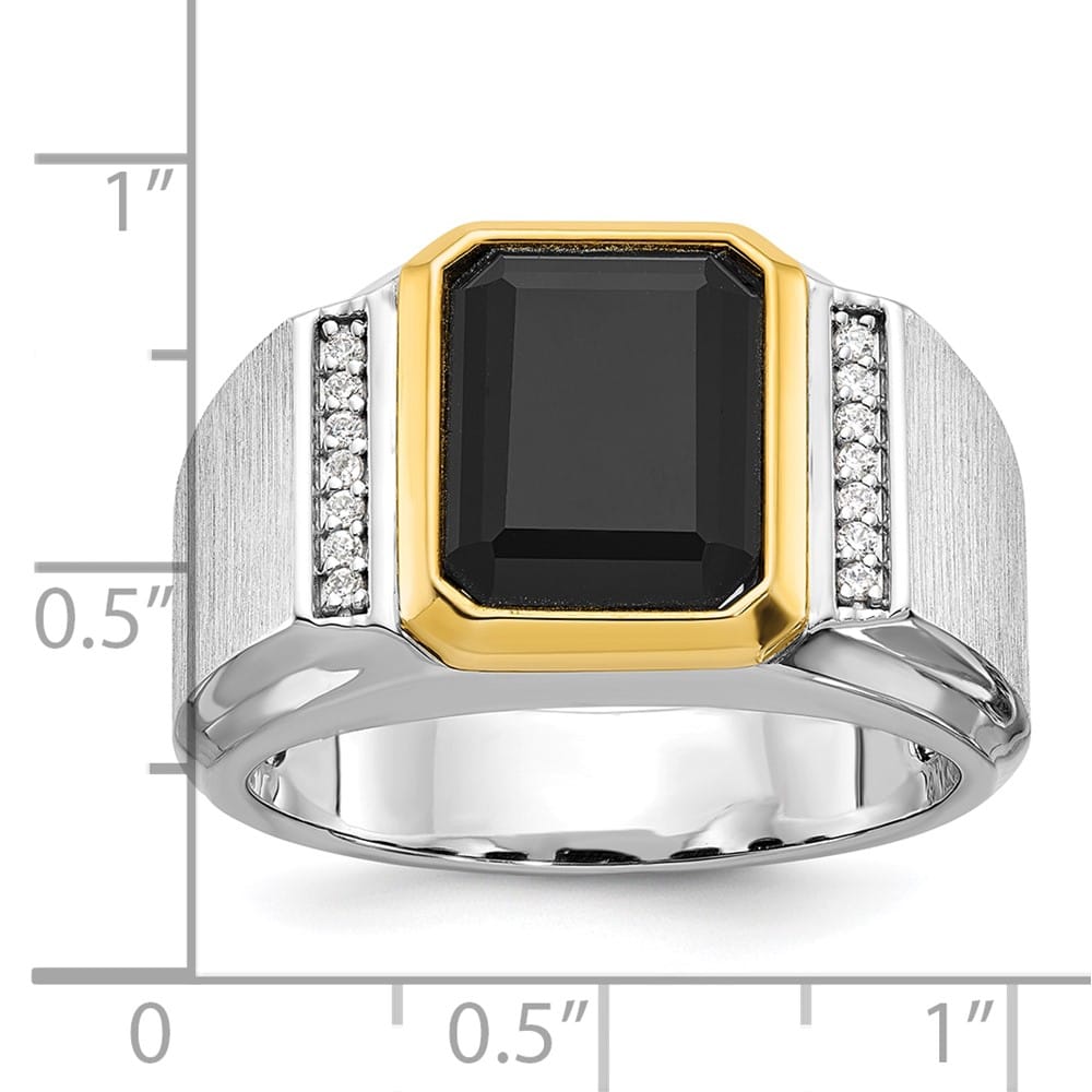 14k Two-Tone Gold IB Goodman Octagon Onyx Diamond Men's Ring