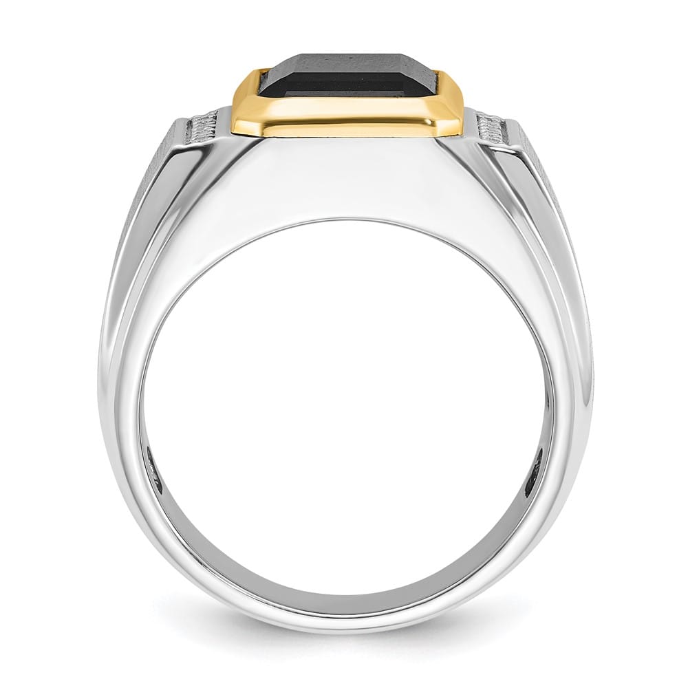 14k Two-Tone Gold IB Goodman Octagon Onyx Diamond Men's Ring